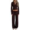 Generic Completo da donna composto da maglia a maniche lunghe e pantaloni a vita | Completo due pezzi in maglia morbida, maglia a maniche lunghe, pantaloni a vita bassa slim fit, ideale per autunno e inverno.