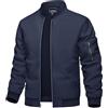 TACVASEN Bomber leggero da uomo, giacca bomber estiva per le mezze stagioni, con tasche, blu navy, XXXL