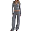 Generic Completo da donna composto da maglia a maniche lunghe e pantaloni a vita | Completo due pezzi in maglia morbida, maglia a maniche lunghe, pantaloni a vita bassa slim fit, ideale per autunno e inverno.