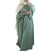 DOTBUY-SHOP Maxi Muslim Dress Woman Elegante Plus Size Moda Abaya Islamic Donna Maniche Lunghe Girocollo Kaftan Casual Caftan Dubai Loose per Vita Quotidiana