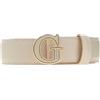 GUESS Cintura Davina da Donna, Beige con Fibbia G Dorata, 3 cm Larghezza, Poliuretano Strutturato, Taglia L, Elegante e Formale