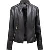 HAOLEI Giacca Pelle Donna in Ecopelle Trapuntata Giacca Biker Giubbotto Moto Vera Pelle Bomber Manica Lunga con Cerniera Casual Corta Giubbino Ecopelle Cappotto Capispalla Streetwear per Autunno Inverno