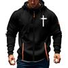 Generic Felpe cristiane da uomo con zip up religiosa fede croce stampa camicie con cappuccio grafica vintage felpa con cappuccio pullover manica lunga