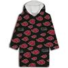 Aymax Naruto Akatsuki - Poncho in Pile Corallo, Taglia Bambino, Nero, Taglia Unica, Colore: Corallo