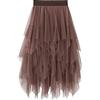 YILEEGOO Gonna da donna in tulle a vita alta a strati a maglia a strati per balletto, ballo di fine anno, festa in tulle