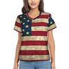 BGSHJVF T-shirt con scollo a V da donna con stampa bandiera americana,Abbigliamento classico di moda per l'estate,Camicie a maniche corte