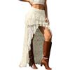 Generisch Y2k Gonna lunga da donna asimmetrica in pizzo, elegante gonna a pieghe irregolare, in rete, vintage, gonna da donna, per feste, spiaggia, gonna, trasparente, multistrato