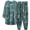 GMAYO Camicia da Notte,Pigiama a Maniche Lunghe Set Cotone Pigiameria Grandi Vestiti Oversize per la casa Stripe Casual Women
