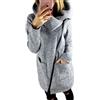 Generic Cappotto lungo da donna Sherpa top da donna maglione caldo giacca casual cappotto lungo cerniera felpa capispalla top zip up donna, Grigio, S