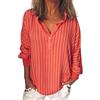 Generic Camicia da donna elegante a righe, con scollo a V, casual, a maniche lunghe, elegante, per ufficio, lavoro, per il tempo libero, per il lavoro, con bottoni