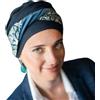 CAREBELL Turbante oncologico preformato Elegance Lisbona, berretto in bambù da donna con stampa cachemire, foulard per chemioterapia e alopecia, facile da indossare, taglia unica