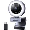 UGREEN WebCam Ugreen CM910 2K 30FPS Streaming-Webcam con illuminazione a LED e microfono integrato [UVUGRRH00000001]