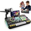 Cossify Console per DJ per bambini, mixer multifunzione DJ con microfono, 100+ effetti sonori, batteria, giocattolo educativo interattivo con effetti luminosi, per bambini di età e principianti