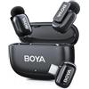BOYA Mini 2 Microfono Lavalier Wireless per iPhone 15/16/17 Android, con cancellazione del rumore AI, controllo app, batteria 30H, microfono USB-C per video, podcast, vlogging