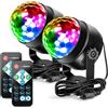 Garvee Lampada da Discoteca LED RGB - 2 Pezzi - 7 Colori - Effetto Rotazione 360° - Controllo Musicale e Telecomando - Giochi di Luce per Feste, Natale, DJ, Compleanni, Casa - Illuminazione Decorativa