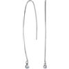 Bling Jewelry Orecchini Minimalisti a Filo Lungo Curvo Sottile con Zirconi Cubici Rotondi Incastonati Pendenti per Donna in Argento Sterling .925