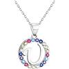 Sofia Milani - Collana da Donna in Argento 925 - con Pietre di Zircona Multicolore - Ciondolo Lettera