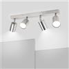 Ketom Faretti LED Soffitto GU10, Faretto LED Interno Orientabile 4 Luci | Binario Faretti Soffitto Nichel, Moderno Lampadario Faretto Cucina, Faretti da Soffitto, Senza Lampadina