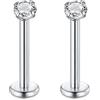 Rajnard 16G in Acciaio Chirurgico Labbro Piercing Stud Argento 6 8 10 12 14 16 19mm cartilagine Tragus Helix Orecchini Piercing Labret con Zircon Piercing Gioielli per Le Donne Uomini