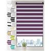 Sonello doppia tenda a rullo fissaggio senza trapano Duo tenda a rullo morsetto tenda a rullo protezione solare tenda a rullo finestra tenda a rullo per finestre e porte tenda a rullo Zebra tenda a rullo laterale 60cm x 100cm Viola