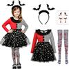 GEEKEO Costume da Clown per Ragazze, Abito da Clown Divertente con Calze al Ginocchio e Cerchietto, per Halloween Carnevale Feste in Maschera e Cosplay