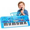 Morivanta Tastiera Pianoforte Bambini 37 Tasti con Leggio e Microfono, Blu | Giocattolo Musicale 3+ per Bambine e Bambini, 8 Ritmi, 8 Suoni, 19 Demo, Regalo di Compleanno e Natale