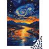 9K4D7V2G Paesaggio Fiume Cielo Stellato Puzzle 1000 Pezzi Carta per Adulti Scena Artistica Notturna Puzzle per Adulti Relax Focus Decorazione Famiglia Regalo 38x26cm/1000pcs