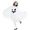 Tomatoys Costume da fantasma con cappuccio, poncho bianco per Halloween, mantello da fantasma, per Carnevale, feste a tema e cosplay (taglia M, 4-6 anni, 110-120 cm)