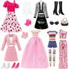 OPEIXSAYKOC Abbigliamento per bambole alla moda, vestiti, accessori, indumenti | 5 stili: principessa, festa, tempo libero, elegante, streetwear, con abiti, borse, gioielli, scarpe, regalo per ragazze
