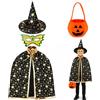 Yegookay Costume di Halloween per bambini, mantello da strega con cappello, zucca e borsa per caramelle