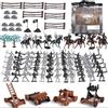 Nukdey Set di Gioco Cavalieri Medievali 110 Pezzi,Figure di Soldati Antichi,Set Militare in Plastica con Cavalleria,Torri di Frecce,Recinzioni e Borsa di Conservazione,per Bambini e Bambine 3+ Anni
