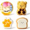GIUSOBG Taba Squishy 4 Pezzi Antistress Squishy Zampa di Gatto | Squishy Virali Squishi Crostatina all'uovo Orsetto Squishy Legami Toast Graziosi Giocattoli Antistress