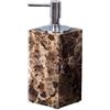 HNULGVI Set Porta Sapone E Spazzolino Bagno Accessori for il bagno in marmo naturale marrone Dispenser di sapone in lusso Porta spazzolino da denti Vassoio portasapone Set for(Silver-Bottle)