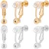 Beebeecraft 12 Pezzo 2 Colori Convertitori per Orecchini A Perno Placcati in Oro 18K e Argento Sterling 925 con Zirconi Cubici Clip per Orecchini Componenti con Chiusura A Vite e Cuscinetti in