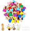 HMCEY 100 Pezzi Mini Mollette Legno Colorate,HMCEY Mollette Decorative Per Foto | Mollette Per Bucato Piccole Colorate,Mollette Per Appendere Foto,Con Cordino Da 10 M,Resistente Alla Rottura,Per Cartoline