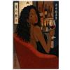 H3B8U2Y5 Donna nera con bicchiere di vino Quadro su Tela 20x30in | Enoteca, Stampa su Tela Studio, Composizione Ritratto, Ufficio, Pittura Realista, Elemento Interno, 20x30in