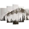 ARTTOR Stampe da Parete 120x40 cm Quadro su Tela Bianco e Nero Paesaggi - 4936 | Nebbia Montagna Foresta Quadro Decorativo XXL Set da 5 pezzi Soggiorno Arte da Parete Decorazione da Parete ARTTOR