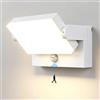 Kingwen Applique da Esterno/interno Faretto LED con crepuscolare/di movimento, lampada pannello LED ruotabile a 360° Bianco Caldo, IP65 40W 3000K Bianco