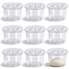 MELORIS Set di 9 scatole per palline di pizza con coperchio, 1100 ml: scatola rotonda per impasto per pizza in plastica trasparente, contenitore impilabile per pizza e fermentazione per cucina e