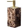 HNULGVI Set Porta Sapone E Spazzolino Bagno Accessori for il bagno in marmo naturale marrone Dispenser di sapone in lusso Porta spazzolino da denti Vassoio portasapone Set for(Gold-Bottle)