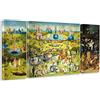 Giallobus - Quadro multipannello 3 pezzi - Hieronymus Bosch - Il giardino delle delizie - stampa su tela - pronto da appendere - 40x100 cm - 100x100 cm- 40x100 cm