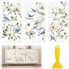 HICOHAND Adesivi floreali da strofinare, 3 pezzi, grandi, vintage, magnolia e uccelli blu, adesivi impermeabili per libreria, guardaroba, fai da te, porta di casa