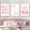 Uixxducc Set di 3 poster estetici, stampa artistica con fiocco, rosa, decorazione boho, senza cornice, su tela, per soggiorno, camera da letto, bagno, decorazione da parete (30 x 40 cm, B)