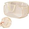 Reaorktic Pop up Laundry Hamper, 36 x 36 x 58cm Cesto Portabiancheria | Laundry Basket in Rete con Manici e Tasca Laterale, Mesh Pieghevole Cestino di Lavanderia, per Bagno, Camera Da Letto