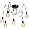 VETOLAKA Lampada a Sospensione Stile Spider a 6 Fiamme, Lampada a Sospensione per Tavolo da Pranzo, Lampada a Sospensione Regolabile DIY Attacco E27, Lampadario Vintage, Ciascuna con Cavo da 1,5 m