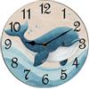 Horienteeon Kurmntregon - Orologio da parete a forma di balena, in legno, decorativo, in legno, a batteria, silenzioso, per camera da letto, soggiorno, cucina, bar, rotondo, 25,4 cm