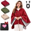 Generic Scialle Riscaldato USB Donna, Coperta Riscaldante con Cerniera (Rosso) | 3 Livelli di Riscaldamento,Poncho in Pile Face in Morbida Maglia,Coperta Riscaldante Indossabile per Divano Sofà B