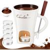 LYPPUL Tazza per Fonduta di Cioccolato, 130 ML Set per Fonduta di Cioccolato in Tazza Forchetta Lumino, Tazza Cioccolata Calda Candela per Sciogliere Cioccolato Formaggio Burro e Caramello per Casa Regalo