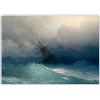 Jianghu Art Ivan Aivazovsky Stampa artistica decorativa, nave nel mare in tempesta, 1887, pittura a olio su tela, decorazione della parete, decorazione della casa, 50x90 cm (20x35), senza cornice