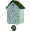 St. Leonhard orologio da parete design: Orologio cucù in legno, verde, Funzione di silenzio notturno, 12 melodie di campanello attivabili (da parete con canto uccelli, pendolo moderno)